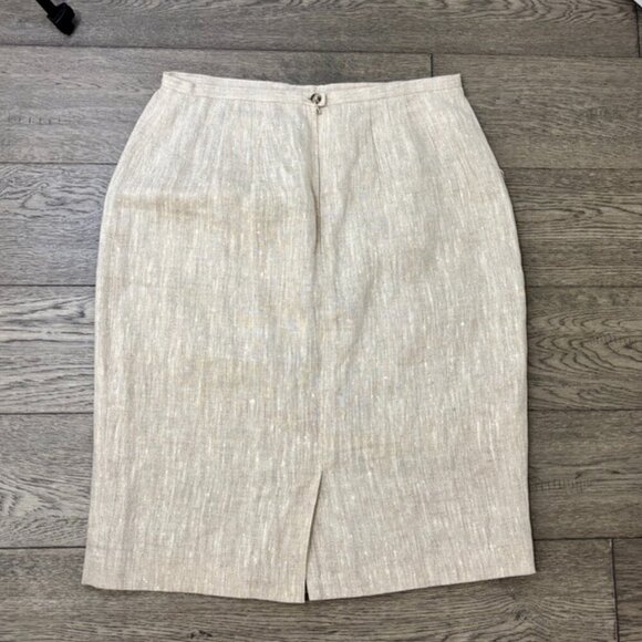 Vintage Harvé Benard 100% Linen Textured Pencil Skirt – Size 10 - Picture 3 of 7